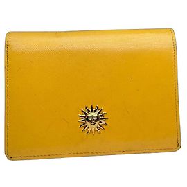 Portafoglio in pelle gialla Vintage Gianni Versace Sun