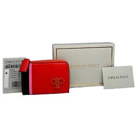 Vintage Emilio Pucci Leather Card Holder Red Black Pink