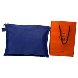 Vintage Hermès Canvas Clutch Kosmetiktasche Blau