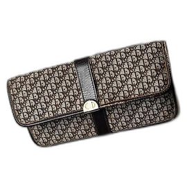 Borsa a cintura in tela monogramma obliquo Dior vintage grigio marrone in pelle