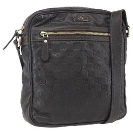 Messenger con zip frontale in pelle Guccissima media Gucci