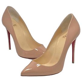 Décolleté Christian Louboutin Pigalle 100 Beige Vernice
