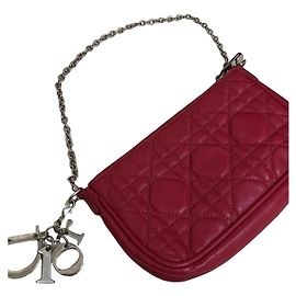 Christian Dior Mini Borsa Pouch Dior Fucsia Pelle Cannage Catena D.I.O.R