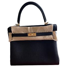 Borsa a mano Hermès Kelly 25 in pelle nera