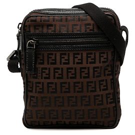 Borsa a tracolla in tela Zucchino marrone Fendi
