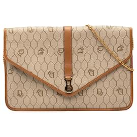 Borsa a tracolla in tela rivestita con motivo a nido d'ape marrone Dior