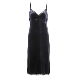 Abito Prada in velluto blu scuro con pizzo