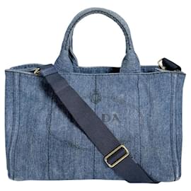 Prada Canapa Tote aus Denim Blau