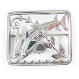 Autre Marque Spilla in argento 925 Dolphin di Georg Jensen