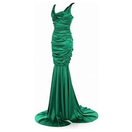 dolce and gabbana emerald green dress Dolce & Gabbana Emerald Green Velvet Crystal-Embellished Gown main image 0