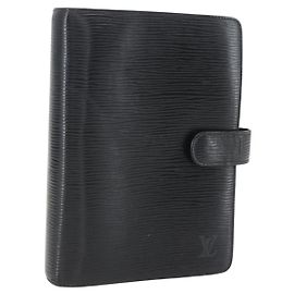 LOUIS VUITTON Epi Agenda MM Day Planner Cover Black R20042 LV Auth ar13887