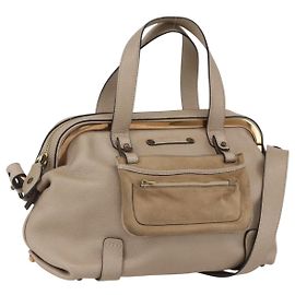 Chloé Borsa a Mano in Pelle Chloe Elsie 2 in 1 Beige Oro Auth BA9166