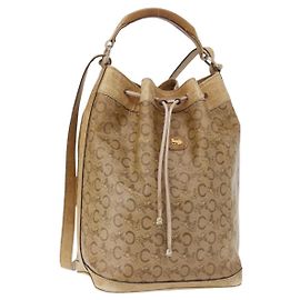 Céline Borsa a Spalla Celine C Sulky PVC Beige Oro Auth 158480