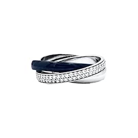 Cartier Ring, "Trinity", Weißgold, schwarze Keramik, Diamanten.