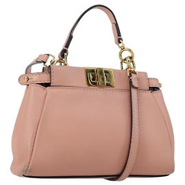 Borsa a mano FENDI Micro Peek A Boo in pelle 2 in 1 rosa oro Auth 155322
