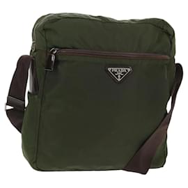 Borsa a Spalla PRADA in Nylon Khaki Argento Autentica 158481 - Prada