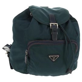 PRADA Backpack Nylon Blue Silver Auth 157773