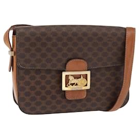 Borsa in tela Macadam Celine con carrozza di cavallo in pelle PVC marrone oro Auth 158075 - Céline