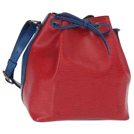 LOUIS VUITTON Bolsa Petit Noé Epi Tricolor Verde Vermelho Azul M44147 LV Auth ep12319