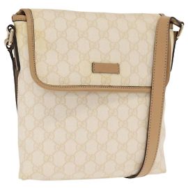 Gucci Borsa a Spalla GG Supreme PVC Bianco Oro 223666 Auth ka1153
