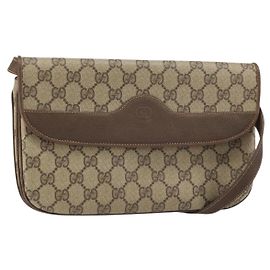 Gucci Bolso de Hombro GG Supreme PVC Beige Dorado 004 256 0024 Auth gh1397