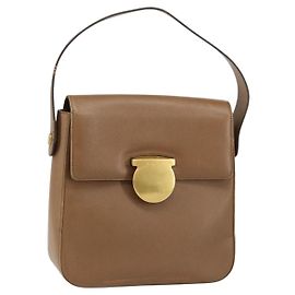 Borsa a mano Salvatore Ferragamo in pelle marrone dorato Auth 158722