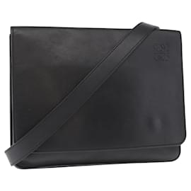LOEWE Borsa a Spalla Anagram Pelle Nera Argento Auth BA8031