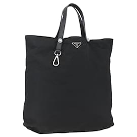 PRADA Tote Bag Nylon Schwarz Silber Auth 160710 - Prada