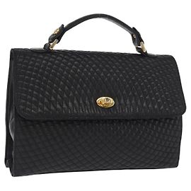 BALLY Borsa a mano in pelle nera e oro Auth ka1020