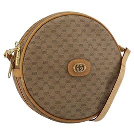 Gucci Bolso de Hombro Micro GG Supreme PVC Beige Oro 07 37 5575 Auth bs32050