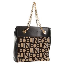 Céline Borsa a Spalla CELINE Blazon in Tela Marrone Oro Auth 158910V