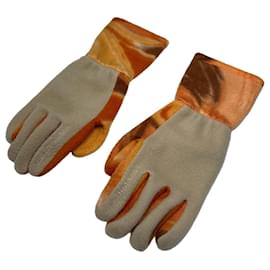 Guanti in lana vintage Courreges Paris grigio arancione M
