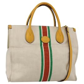 Gucci faltbare Web-Tote aus Canvas mit Leder klein