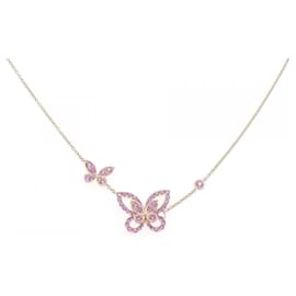 Collana Graff Double Butterfly Silhouette 750 Oro Rosa e Zaffiro