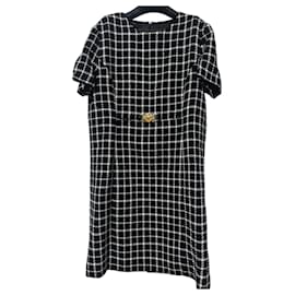 Vestido de cuadros negro Versace