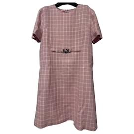 Vestido Mini de Cuadros Rosa Versace