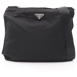 Prada Crispy Nylon Handbag BN1596 Black Patent leather ref 