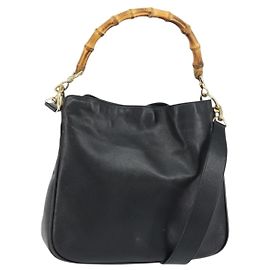 Borsa a mano in pelle GUCCI Bamboo 2 in 1 Marrone Oro 001 2058 1638 0 Auth 157806