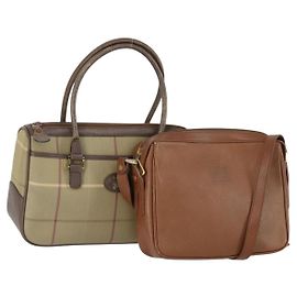 Autre Marque Borsa Burberrys Nova Check in tela e pelle 2 pezzi beige marrone Auth mr1572