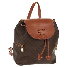 Céline Zaino in tela Macadam CELINE in pelle PVC marrone e oro Auth 156449