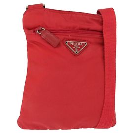 Borsa a Spalla PRADA in Nylon Rossa Auth 158704