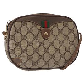 Sac Sherry Line GG Supreme Web de GUCCI en PVC beige et or 156 02 066 Auth 157754
