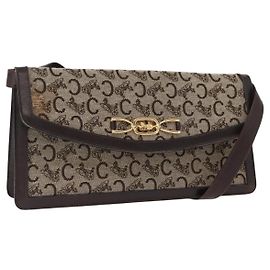 Céline Borsa a Spalla Celine C Sulky in Tela Marrone Oro Auth bs31808