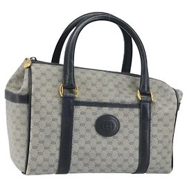 Gucci Borsa a mano Micro GG Supreme in PVC Navy Gold 000 58 0093 Auth BA9106