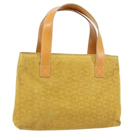 Céline CELINE C Macadam Canvas Tote Bag aus Wildleder in Gelbgold Auth 158378