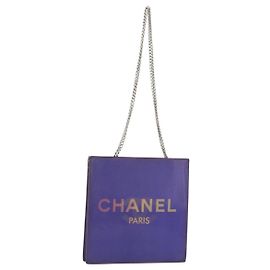 Borsa a spalla in vinile olografico CHANEL viola CC Auth ka1124