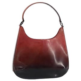 Borsa a Spalla Gancini Salvatore Ferragamo in Pelle Verniciata Rossa Argento Auth 160692