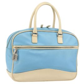 Borsa a mano Miu Miu in pelle blu argento Auth bs31862