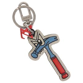 LOUIS VUITTON Monogram Comics Portachiavi Hammer Blu Argento MP3107 Auth 157940