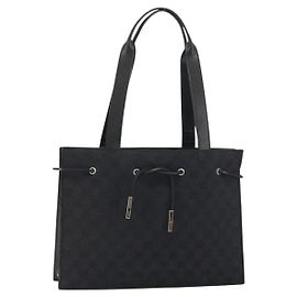 GUCCI GG Canvas Tote Bag Black Gold 002 1053 Auth bs32057